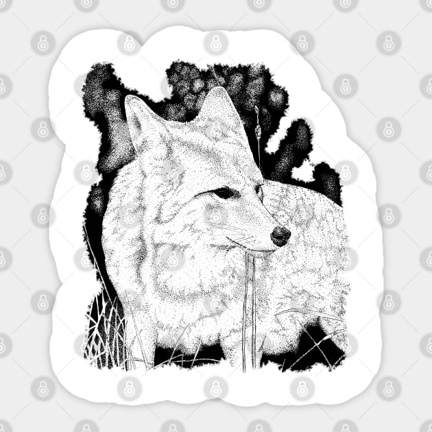 White Coyote Sticker by GrizzlyVisionStudio